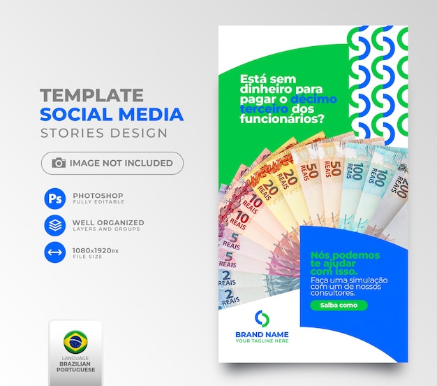 Post social media loan company in portuguese for marketing campaign in brazil