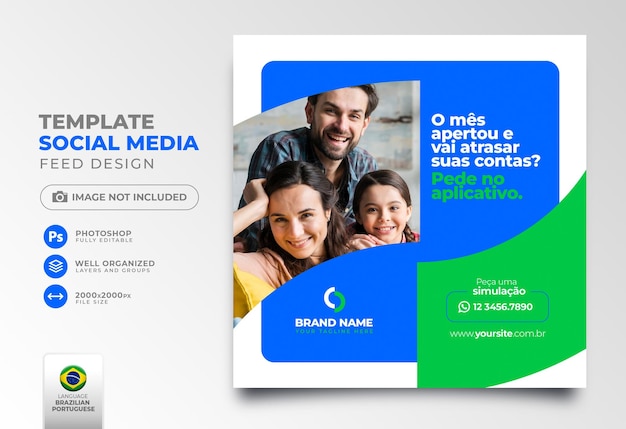 Post social media loan company in portuguese for marketing campaign in brazil