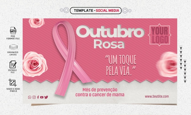 PSD post social media para comemoracao do mes de outubro rosa brasil