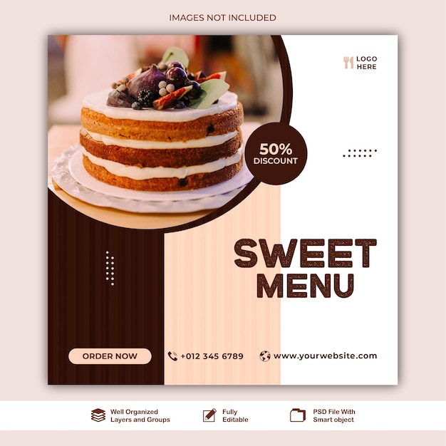 post sweet menu sale food agency social media web story post template PSD