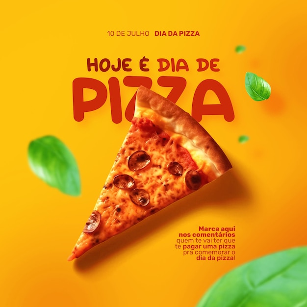 PSD post template pizza slice celebrating pizza day on july 10