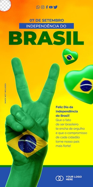 Post template social media independence of Brazil