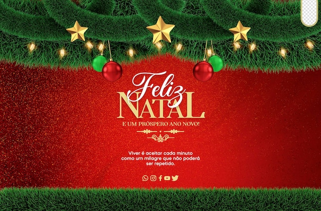 Post template social media merry christmas feliz natal in brazil