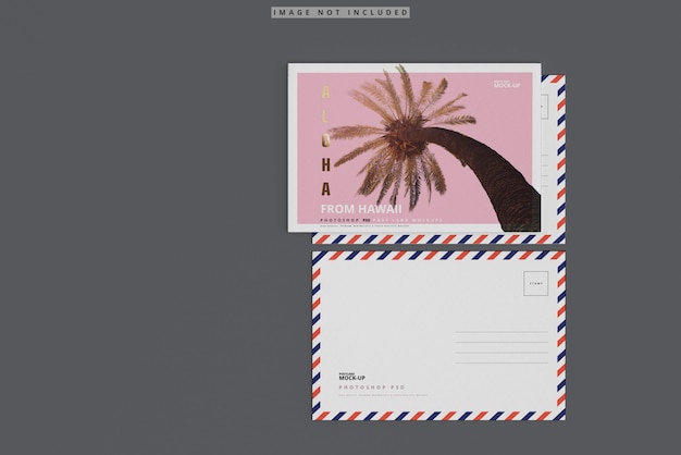 PSD postcard mockup with envelope