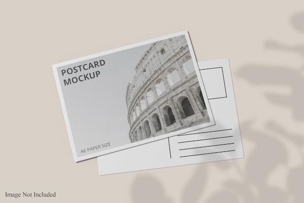 Postcard mockup with shadow overlay