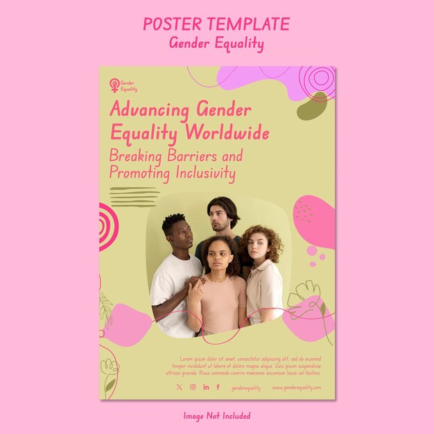 Poster a4 template gender equality pop organic flat design