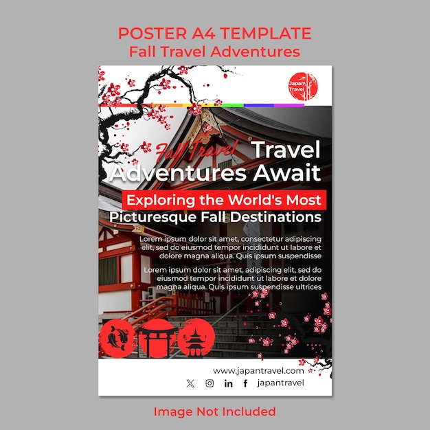 Poster a4 template Japan course travel