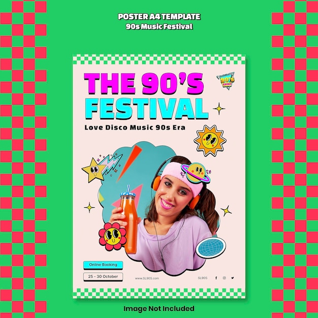 Poster A4 template music festival retro 2023