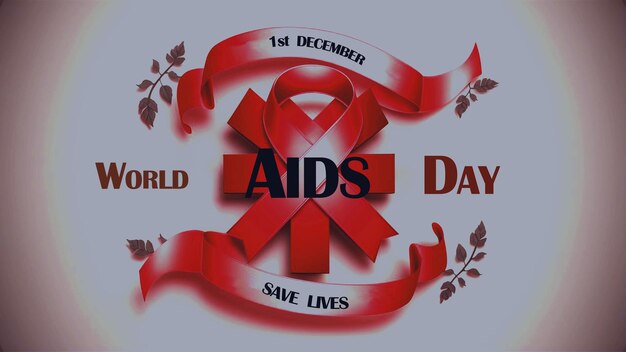 PSD a poster for aids day and a red ribbon