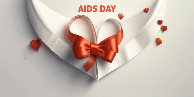 a poster for aids day with a red ribbon and a red bow tie