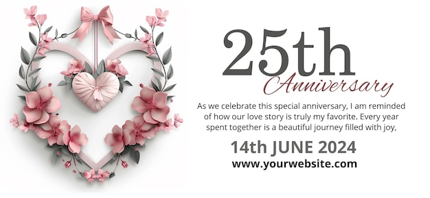 PSD a poster for the anniversary of your own with flowers and text about the year