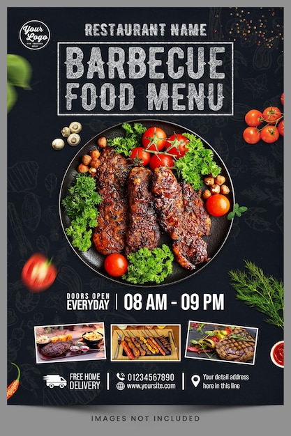 A poster for a barbeque food menu