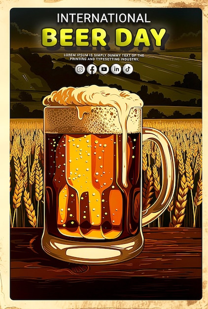 PSD poster for a beer called beer with a picture of wheat and wheat