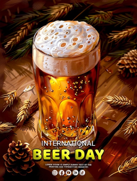 PSD a poster for beer with a glass of beer on it