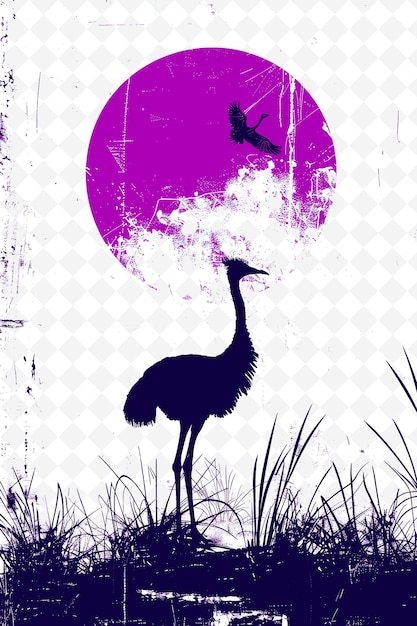 PSD a poster for a bird with a purple background with a bird flying in the sky