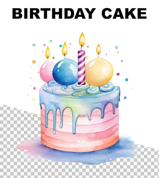 PSD a poster of a birthday cake with many colors on a transparent background