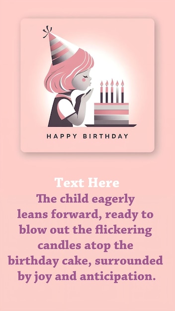 PSD a poster for the birthday girl with pink hair and a birthday card that says quot the child quot