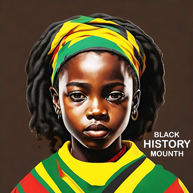 a poster for black black girl shows a black girl with a yellow and green headband