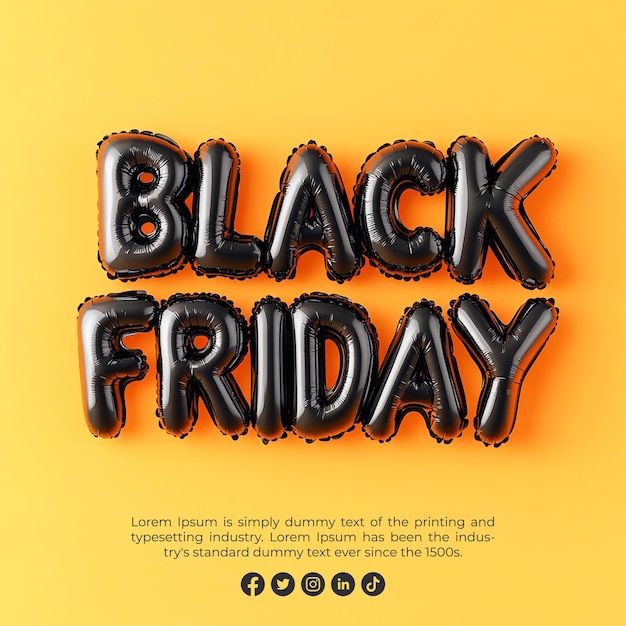 a poster for black friday is displayed on a yellow background