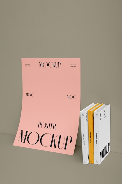 Poster and book in studio mockup