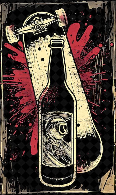 a poster of a bottle with a man inside of it