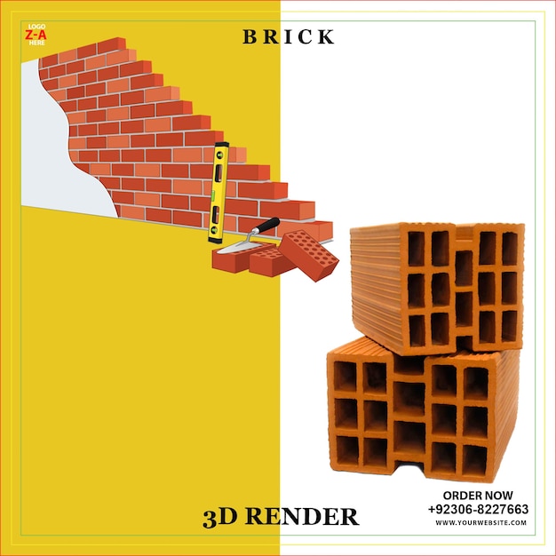 PSD a poster for brick and brick blocks reading brick