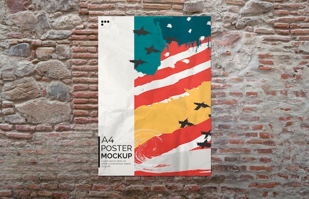 Poster in a Brick Wall Mockup