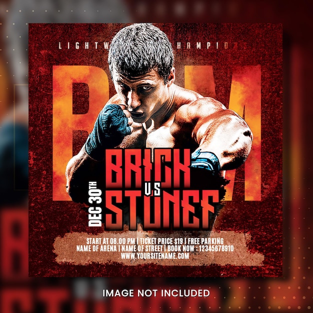 A poster for bright us stubs with a picture of a man in boxing gloves.