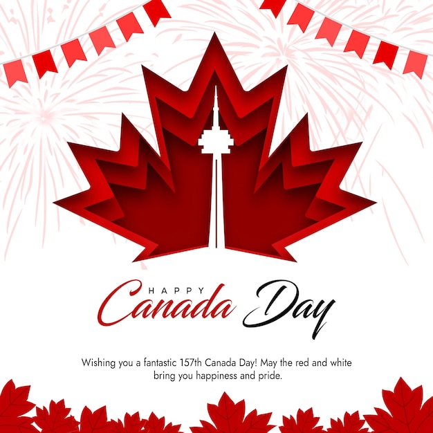 PSD a poster for canada day with a flag and a cross on it