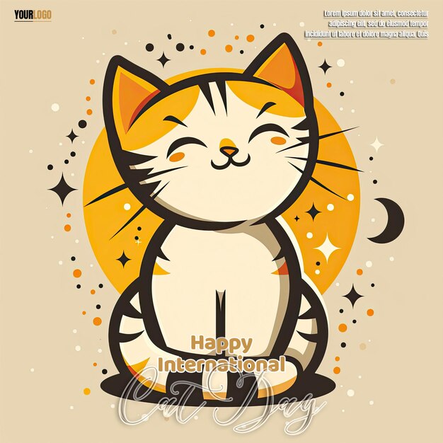 PSD a poster for a cartoon cat that says quot happy birthday quot