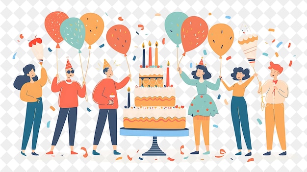 a poster of a cartoon of people celebrating a birthday