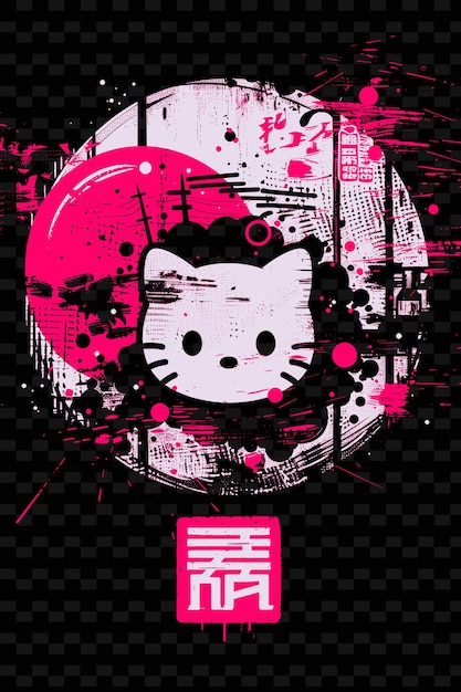 a poster for a cat called a cat with a pink circle on it