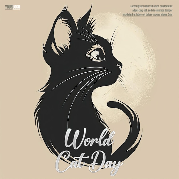 PSD a poster of a cat with the word world of day