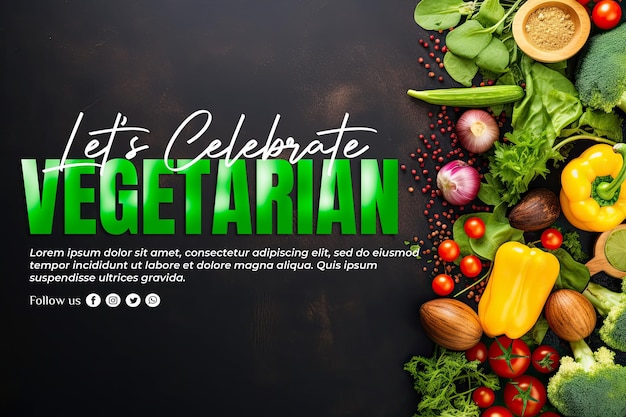 PSD a poster for a celebration with vegetables and fruits and vegetables