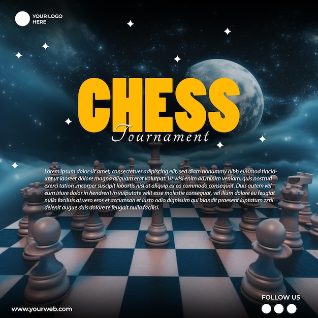 A poster for chess tournament with the words chess tournament on it.