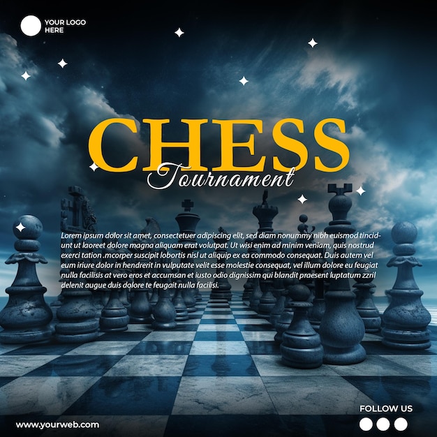 A poster for chess tournament with the words " chess tournament " on it.