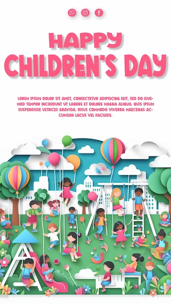 PSD poster for childrens day with a childrens day poster