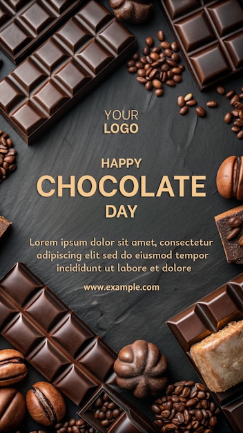 A poster for a chocolate day featuring chocolate bars and other chocolate treats