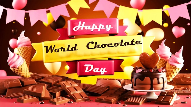 PSD a poster of a chocolate made by world chocolate day background