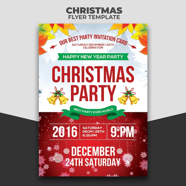 PSD a poster for christmas party with a christmas party on the top