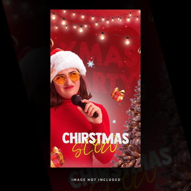 PSD a poster for christmas with a woman singing on it