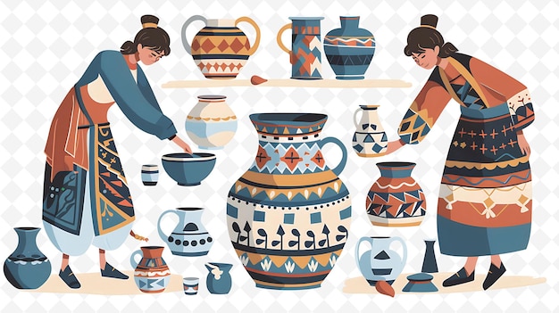 a poster of a collection of pots and vases