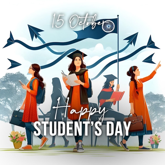 PSD a poster for a college day with a banner that says happy day