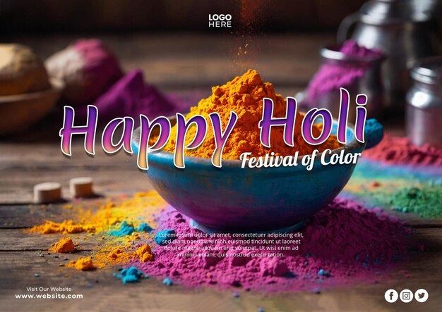 PSD a poster of a colorful coconut oil with the words happy festival on it