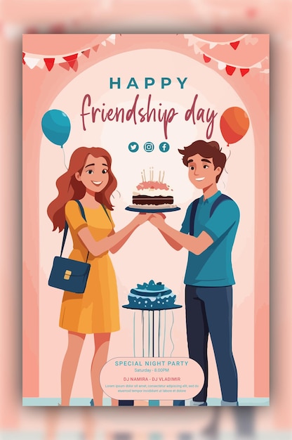 a poster for a couple that says happy friendship