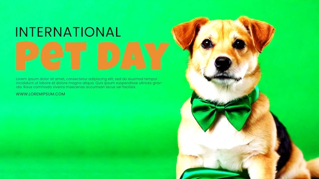 POSTER Cute dog with green necktie on color background St Patricks Day celebration