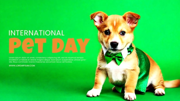 POSTER Cute dog with green necktie on color background St Patricks Day celebration