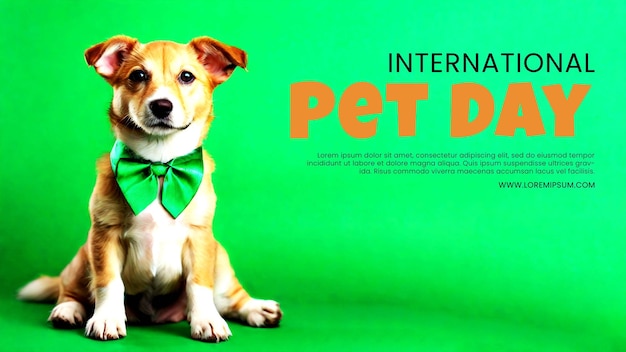 POSTER Cute dog with green necktie on color background St Patricks Day celebration