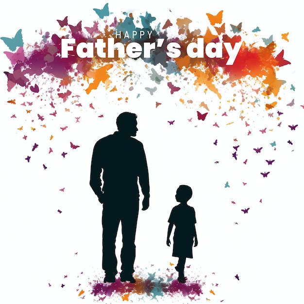 A poster of a dad with his son for fathers day concept