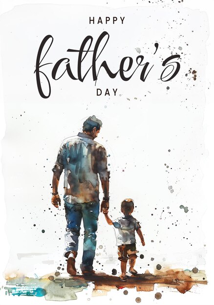 PSD a poster of a dad with his son for fathers day concept